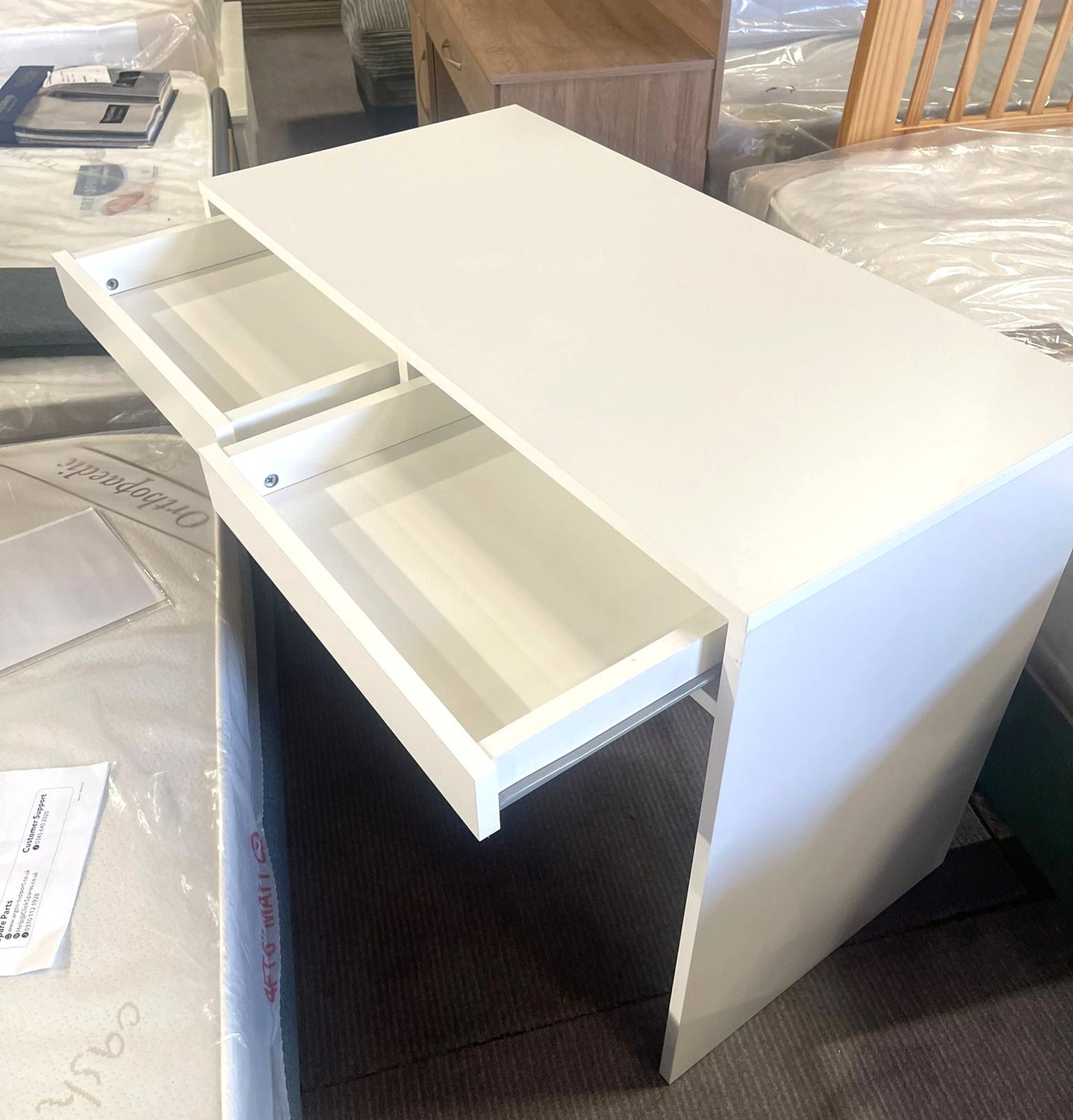 Assembled Pepper 2 Drawer Desk - White
